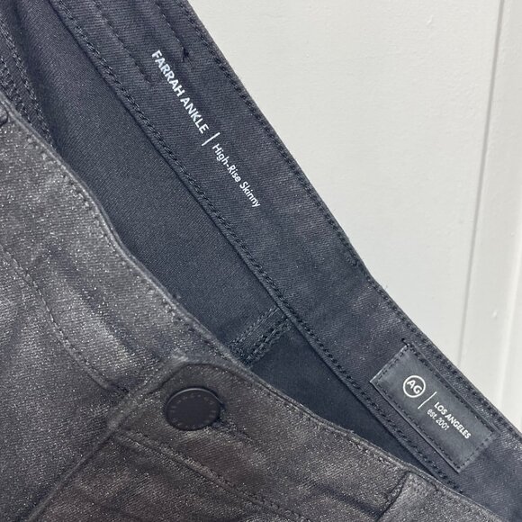 New AG Adriano Goldschmied Farrah Skinny Ankle in Black Luminous Size 29 - Picture 10 of 14